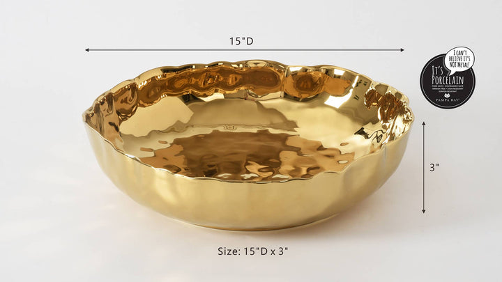 Pampa Bay Extra Large Shallow Bowl - Gold - Gabrielle's Biloxi