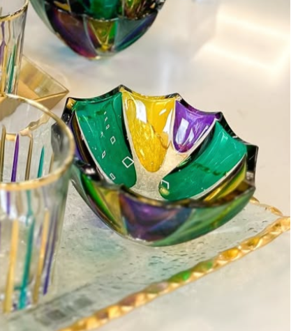 Mardi Gras Glass Bowl - Gabrielle's Biloxi