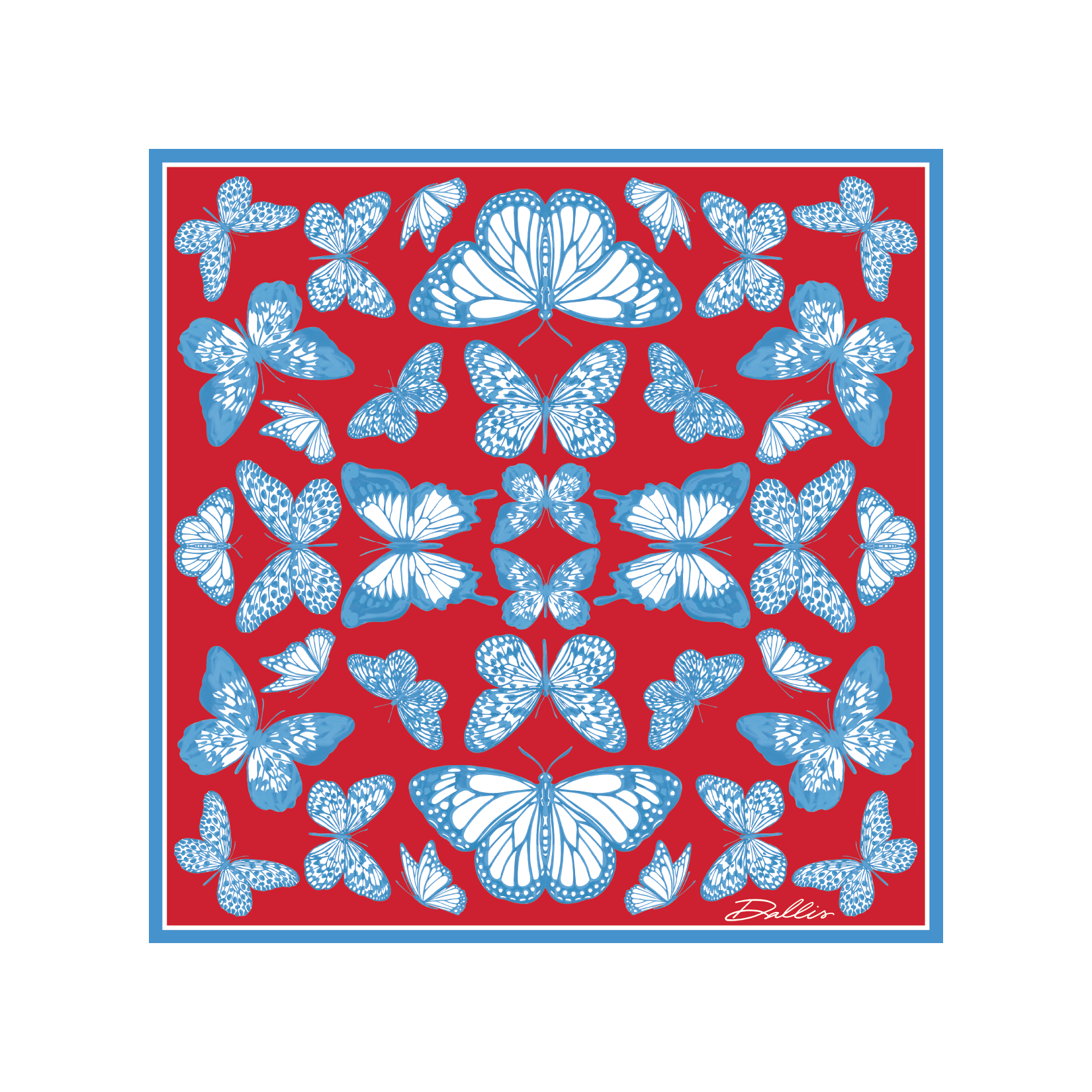The Mariposa Scarf in Red & Powder Blue