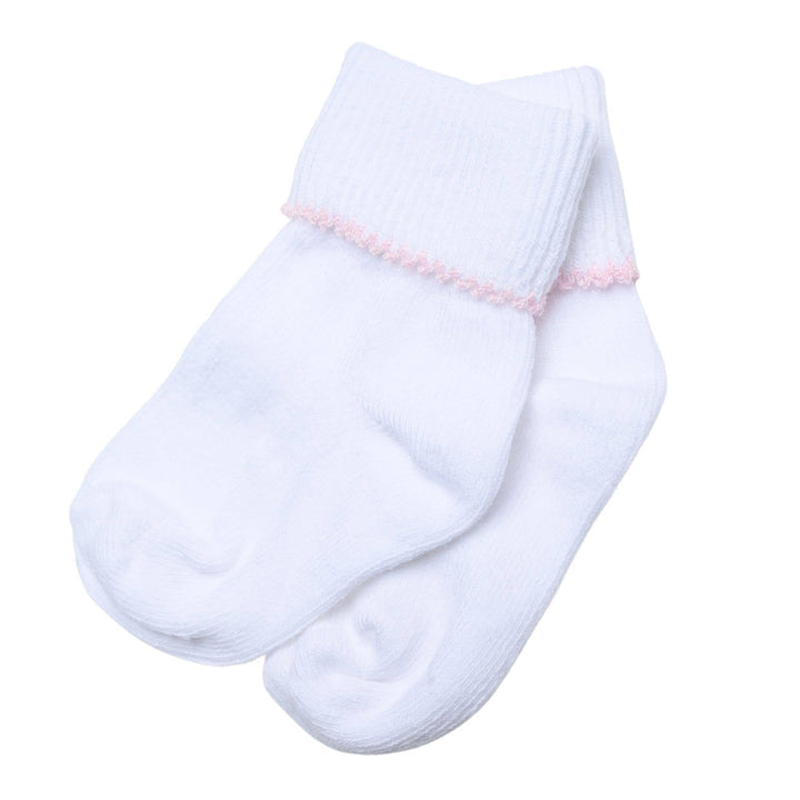 Solid Essentials White Pink Socks - Gabrielle's Biloxi