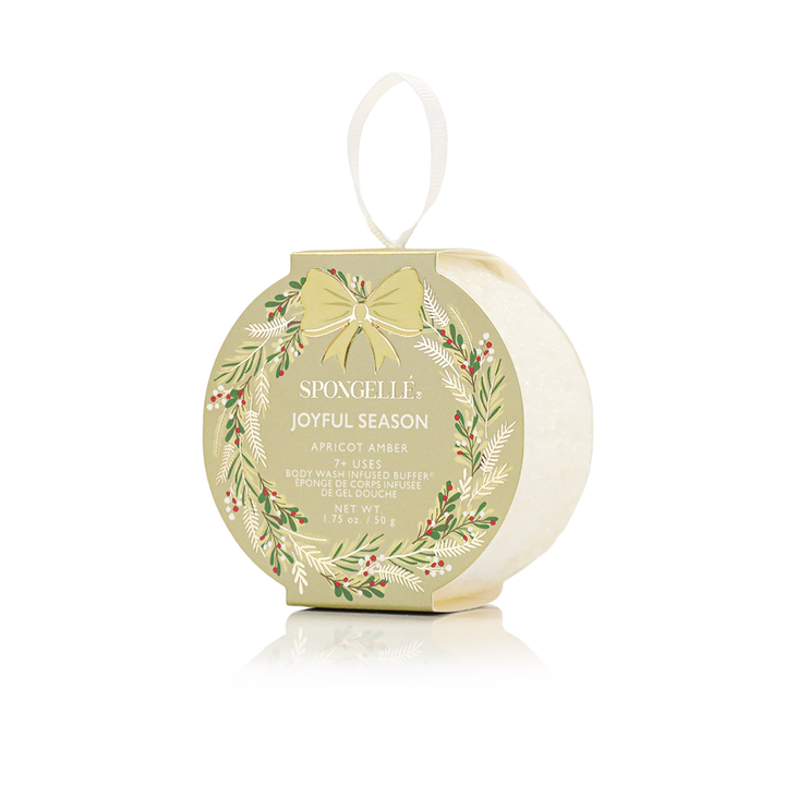 Spongellé Joyful Season Apricot Amber Holiday Wreath Body Buffer - Gabrielle's Biloxi