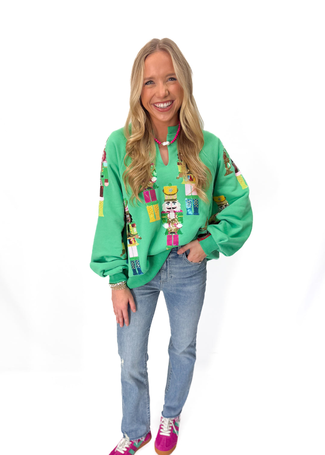 Queen of Sparkles Nutcracker Band Sweatshirt - Green - Gabrielle's Biloxi