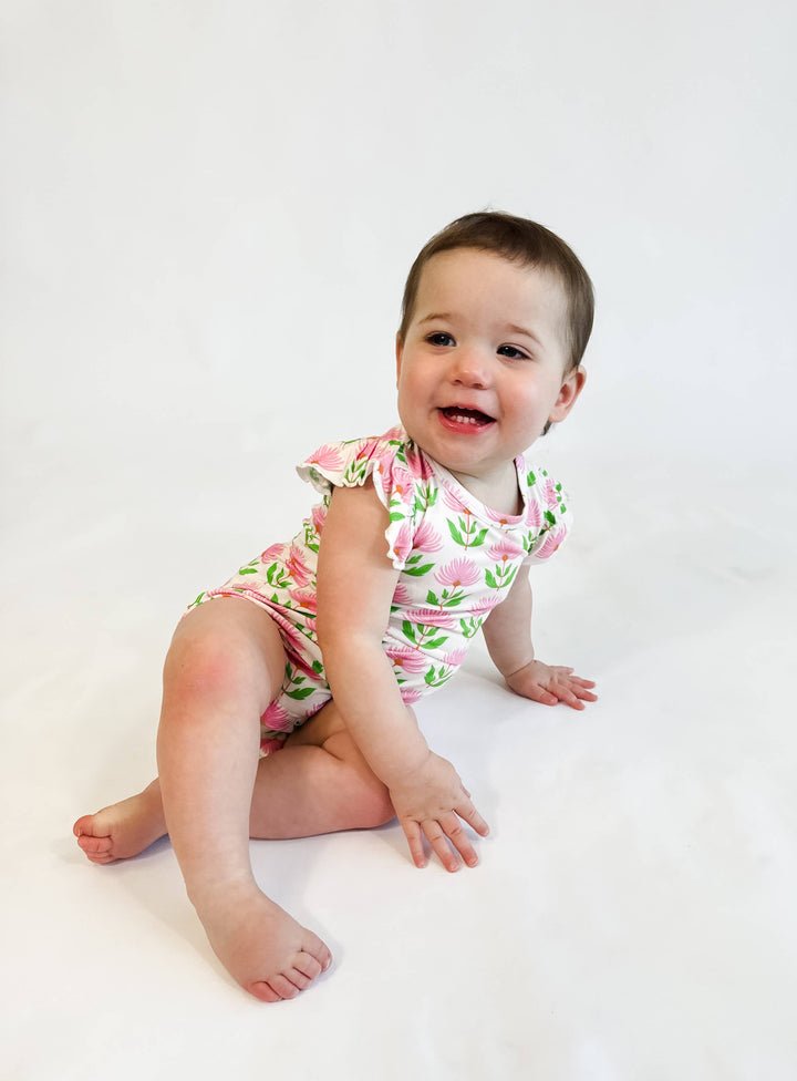 Pink Block Print Flowers - Flutter Bubble - Gabrielle's Biloxi