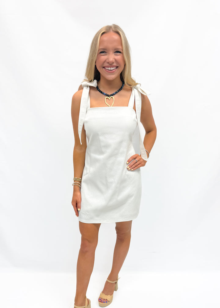 Denim Mini Dress - White - Gabrielle's Biloxi