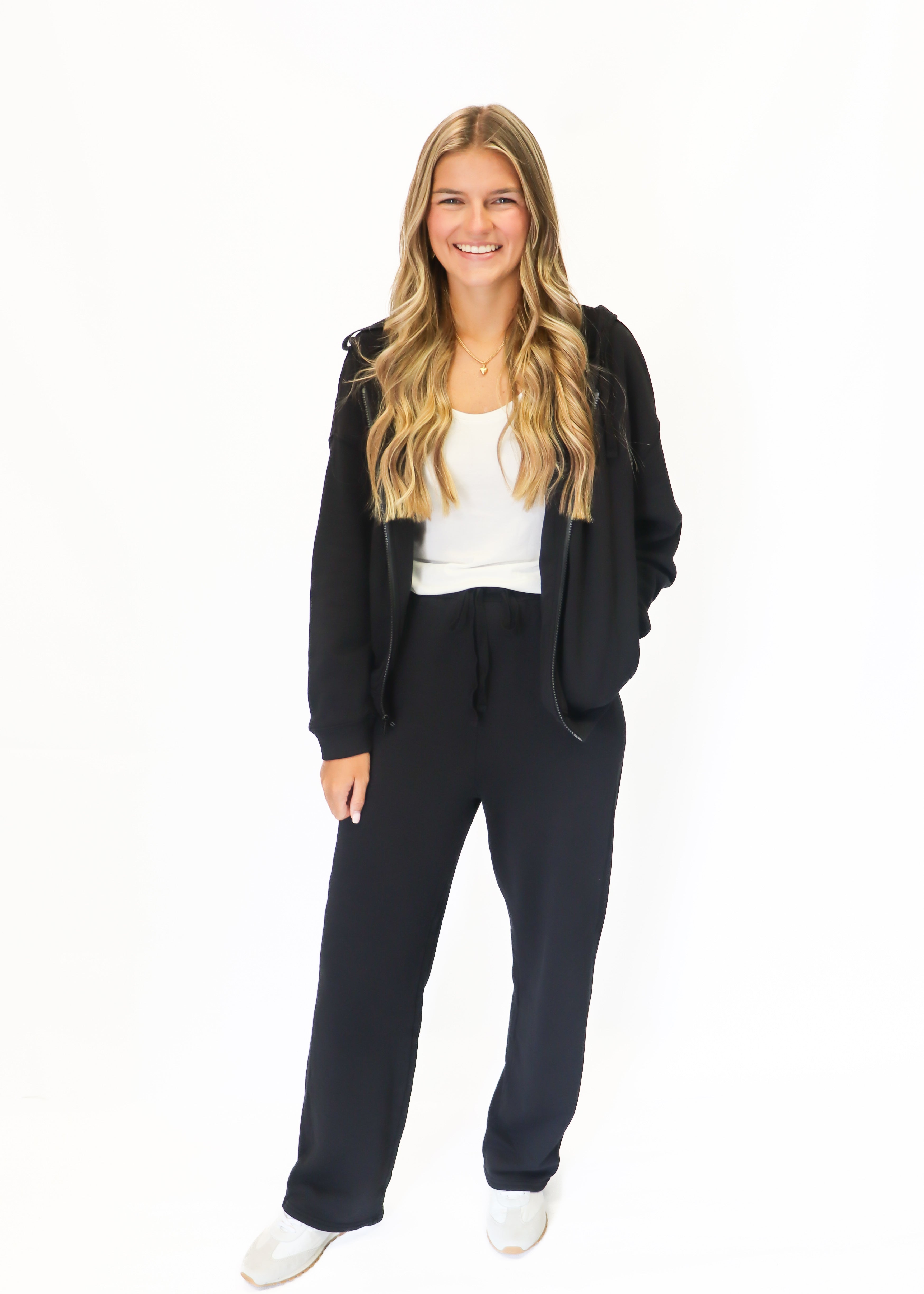 Bobi Slouch Zip Front Hoodie - Black - Gabrielle's Biloxi