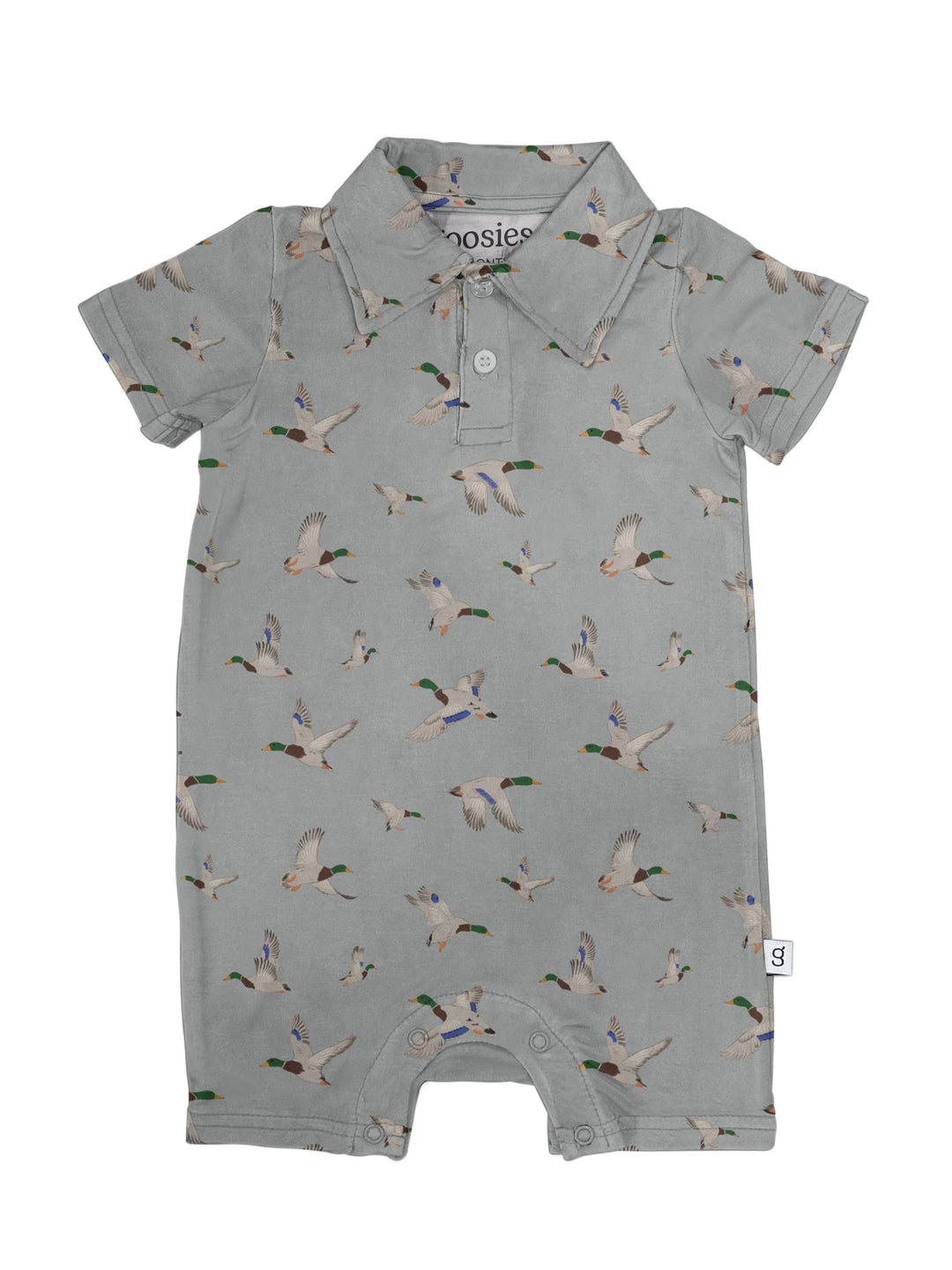 Sort Sleeve Polo Romper - Mallard Ducks - Gabrielle's Biloxi