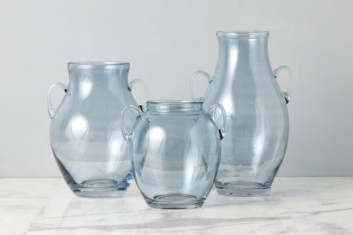 Etu Glass Amphora Flower Vase, Medium, Denim Blue - Gabrielle's Biloxi