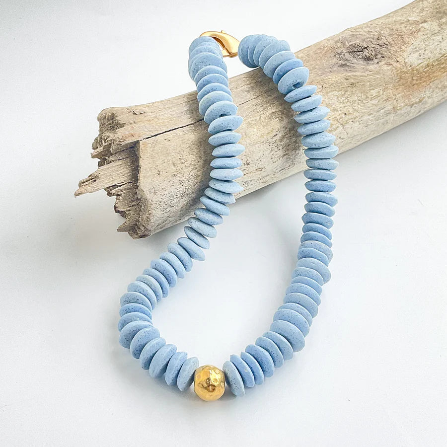 Virtue Heishi Clay Choker Necklace - Baby Blue - Gabrielle's Biloxi