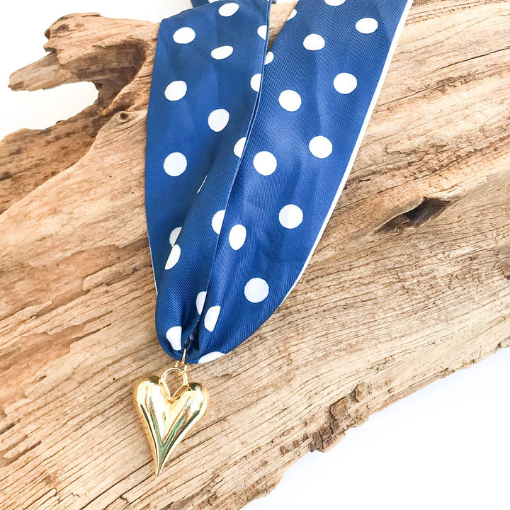 Virtue Puff Heart on Scarf Necklace - Royal Polka Dots/Paris - Gabrielle's Biloxi