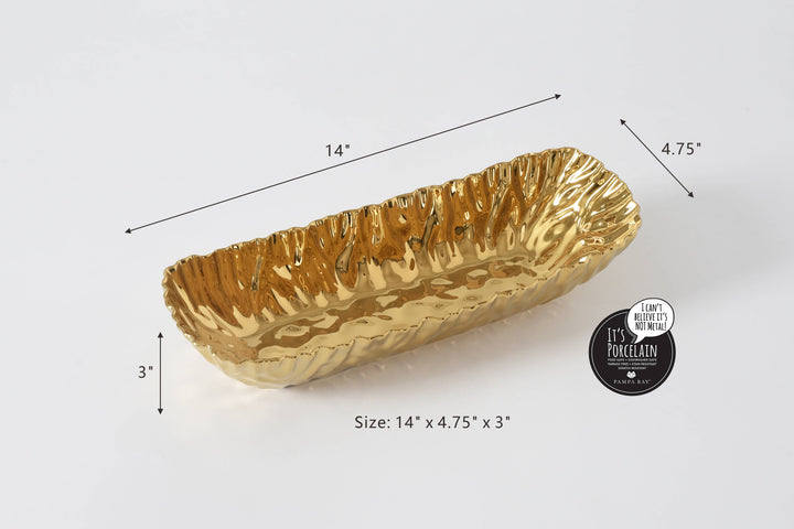 Pampa Bay Deep Rectangular Server - Gold - Gabrielle's Biloxi