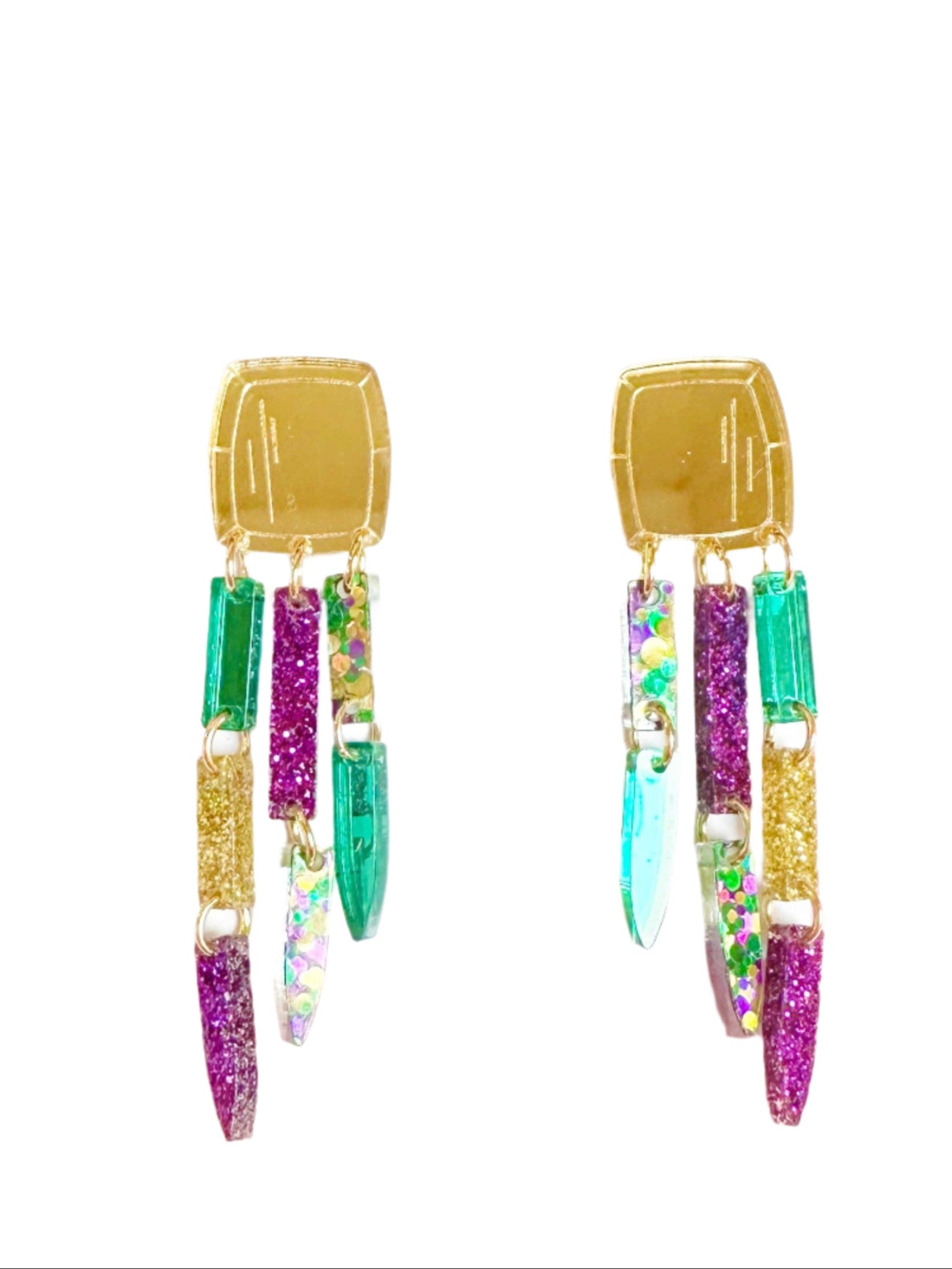 Mardi Gras Acrylic Tassel Earrings - Gabrielle's Biloxi