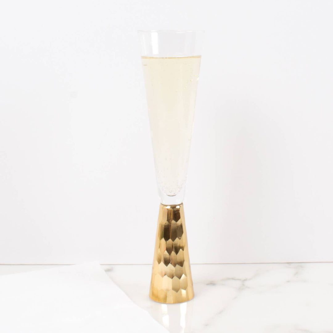 Gold Hammered Champagne Glass - Gabrielle's Biloxi