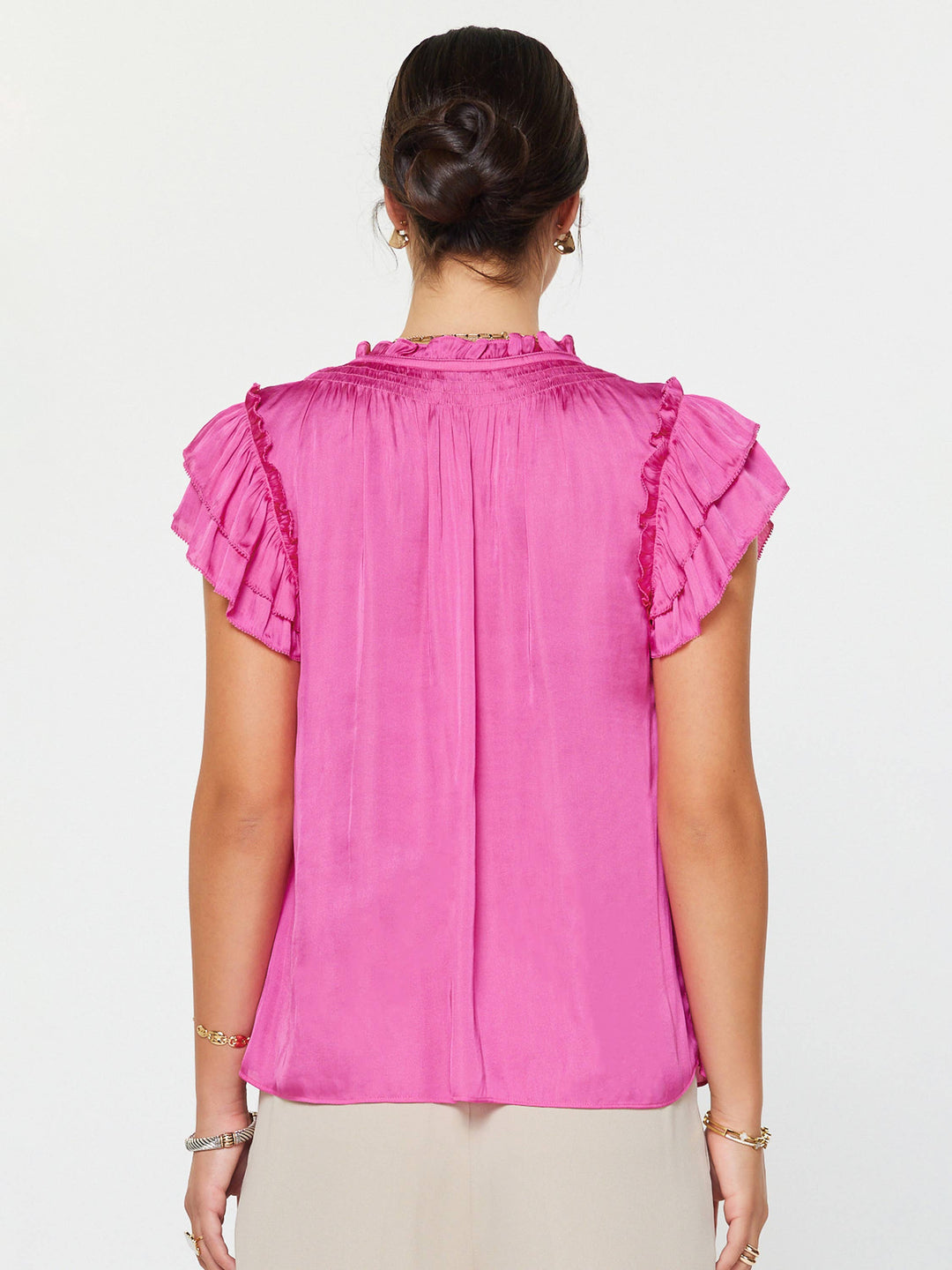 Ruffled Short Sleeve Blouse - Gabrielle's Biloxi