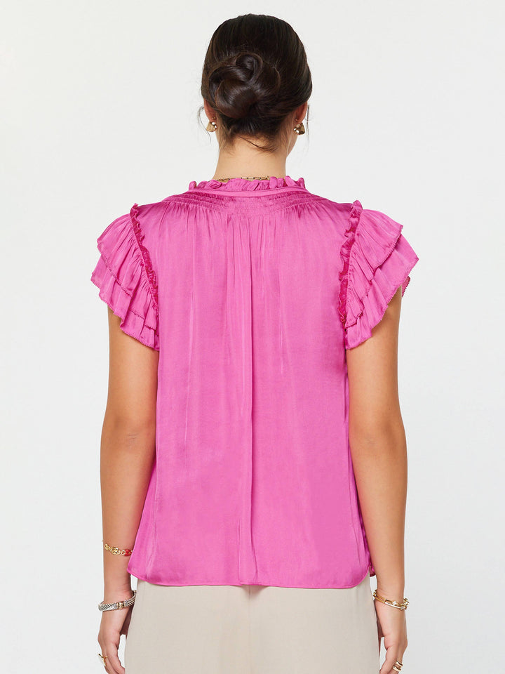 Ruffled Short Sleeve Blouse - Gabrielle's Biloxi