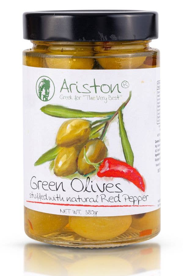 Ariston Green Olives Stuffed Pepper -13.40oz (Sweet peppers) - Gabrielle's Biloxi