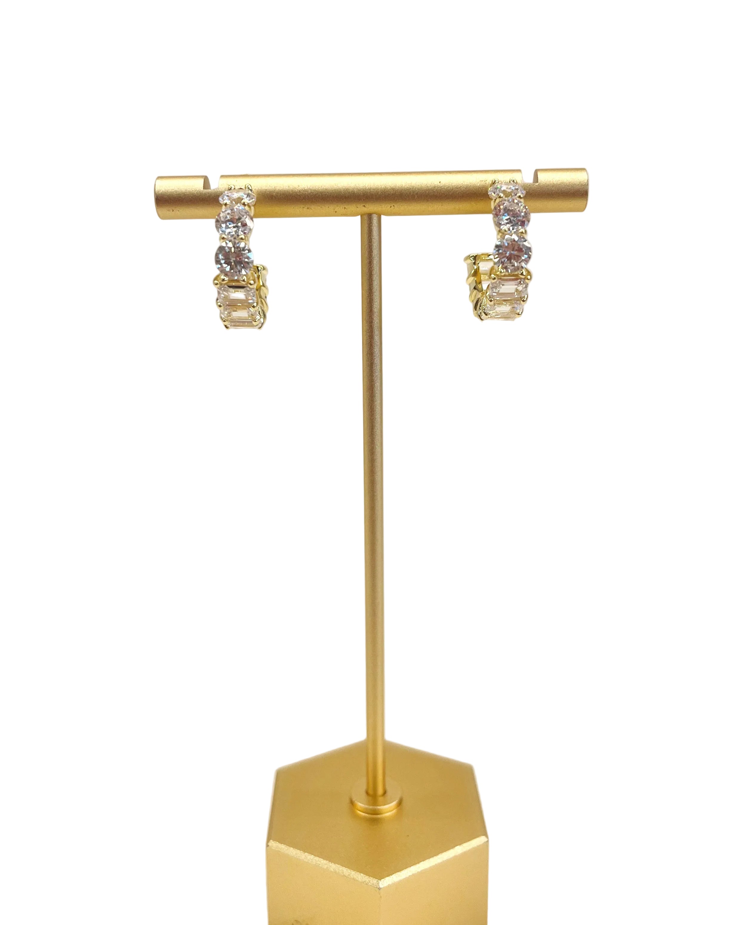 Gold Baguette CZ Hoops