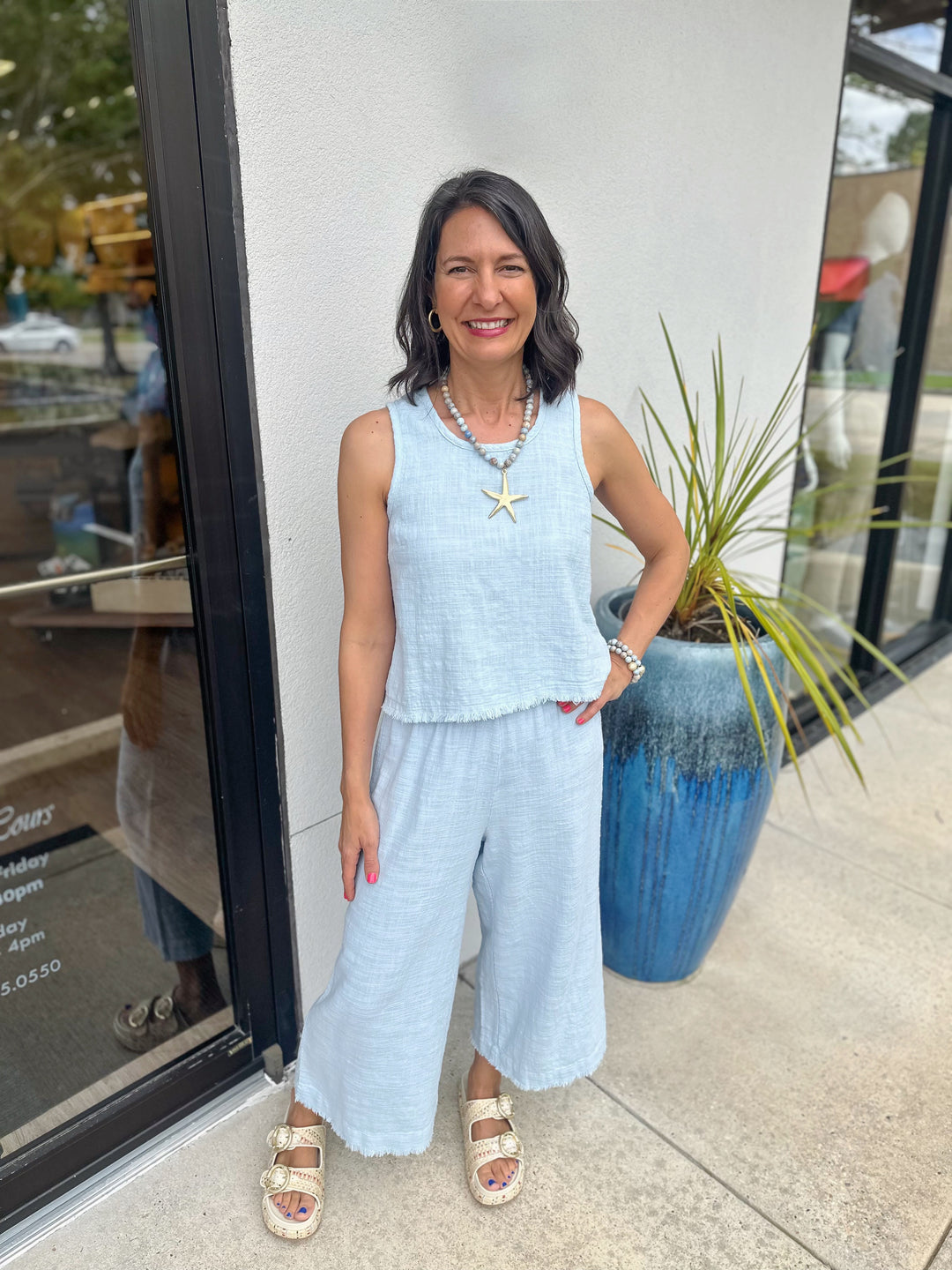 Bobi Crop Pant - Cool Blue - Gabrielle's Biloxi