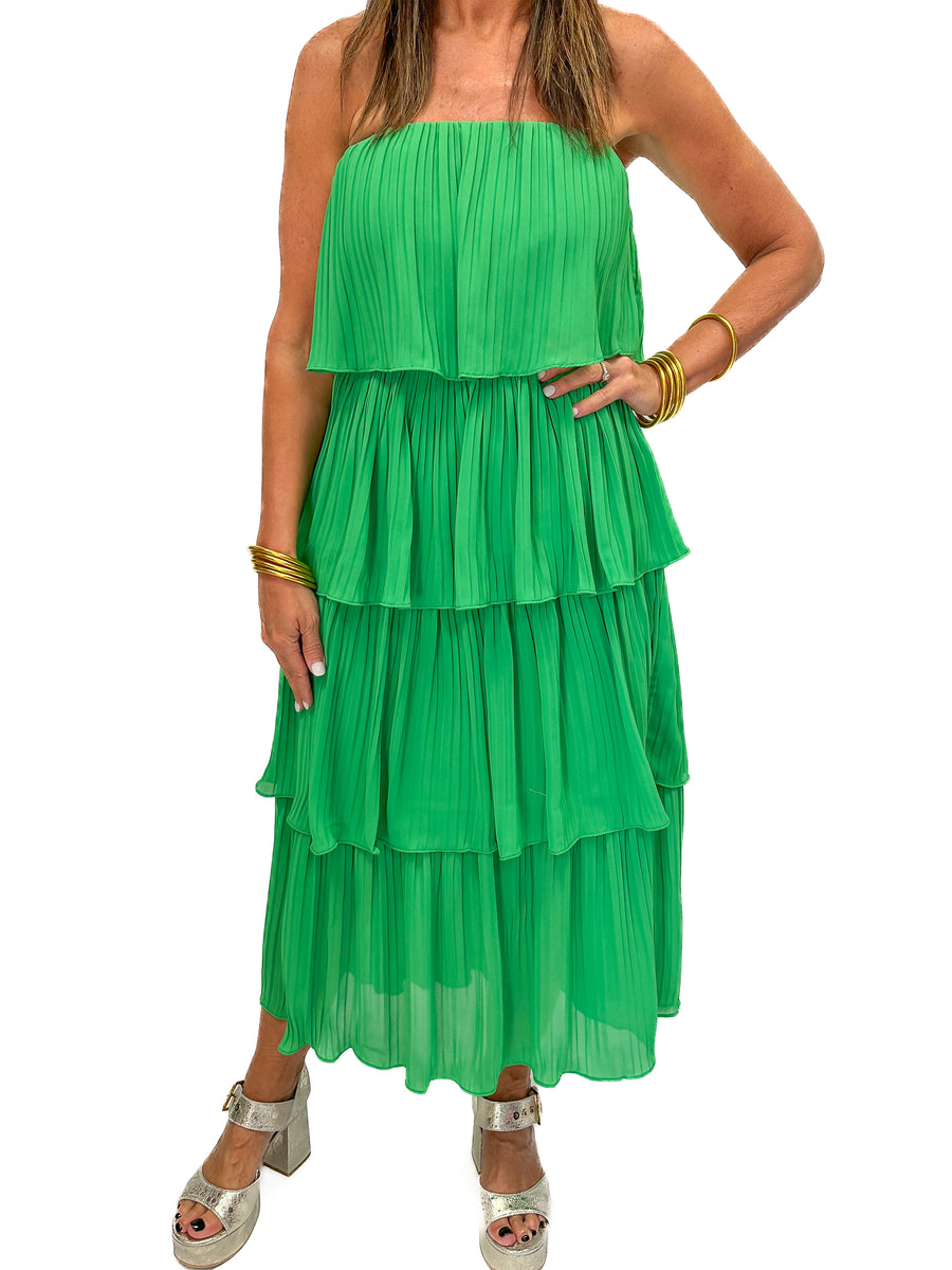 LBLOX Strapless Pleated Dress - Green - Gabrielle's Biloxi