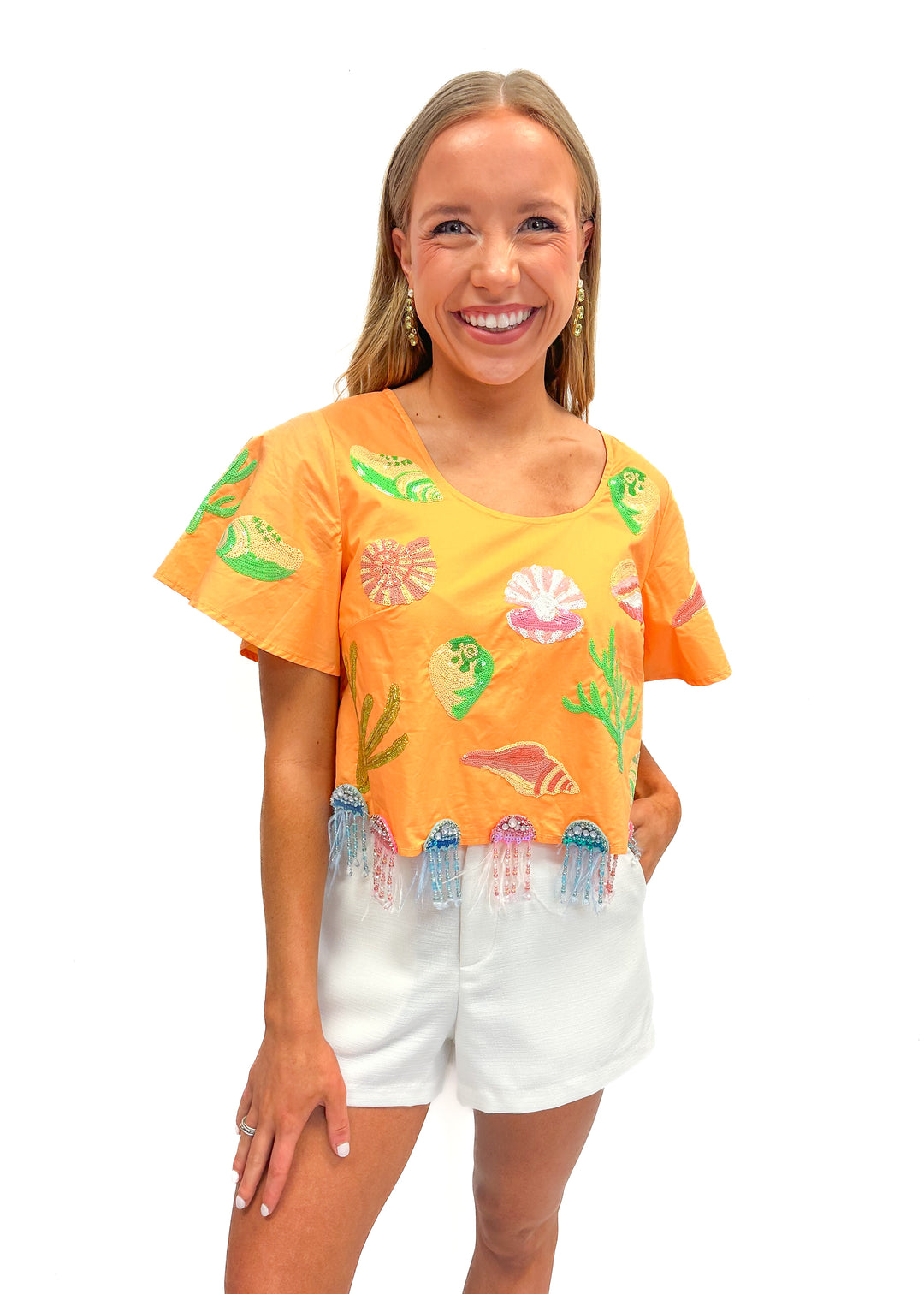 Queen of Sparkles Peach Under The Sea Top - Gabrielle's Biloxi