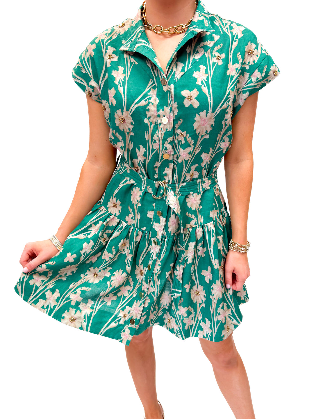 Karina Grimaldi Zelie Embroidered Print Mini Dress