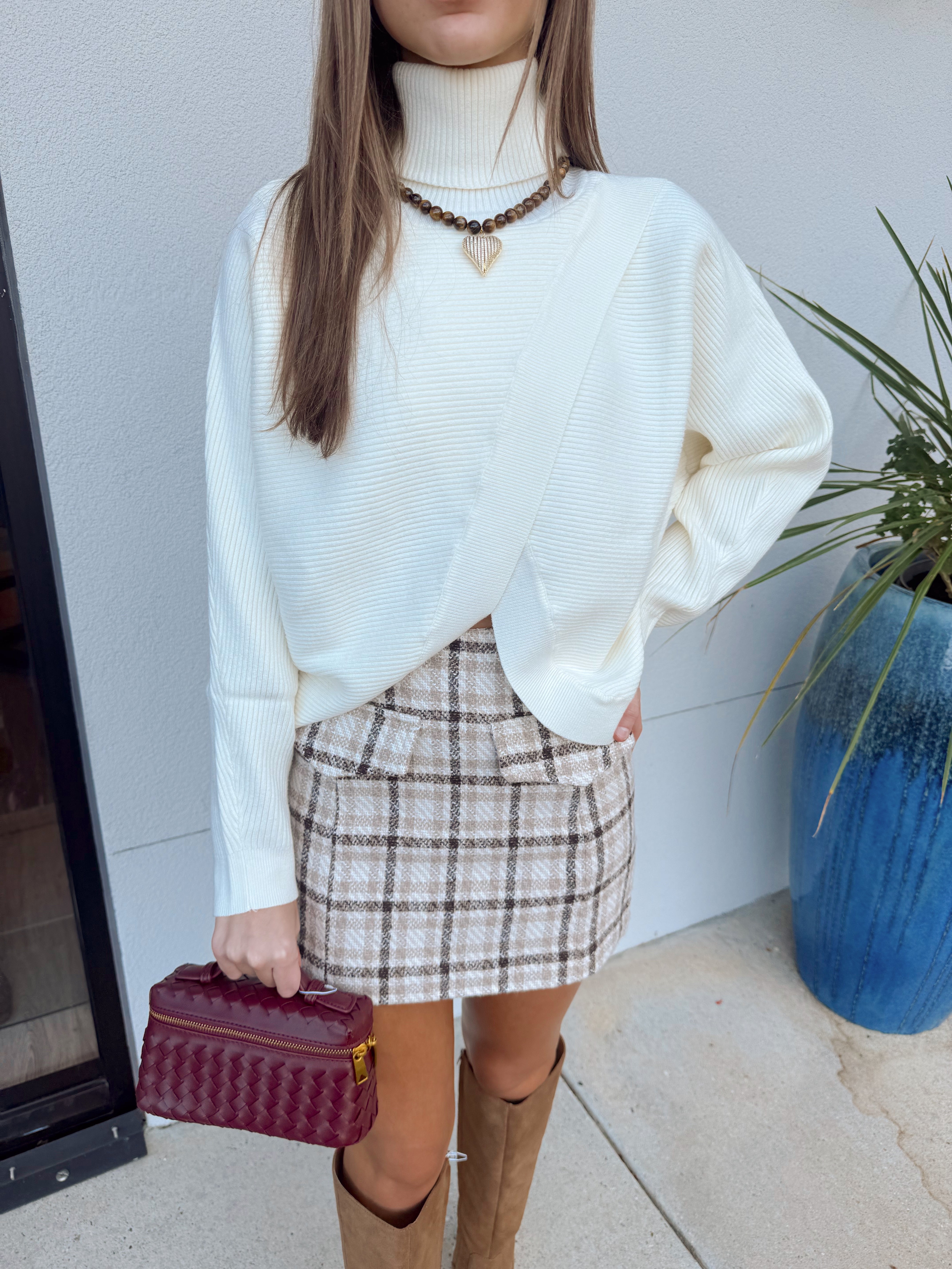 LBLOX Plaid Mini Skirt - Cream - Gabrielle's Biloxi