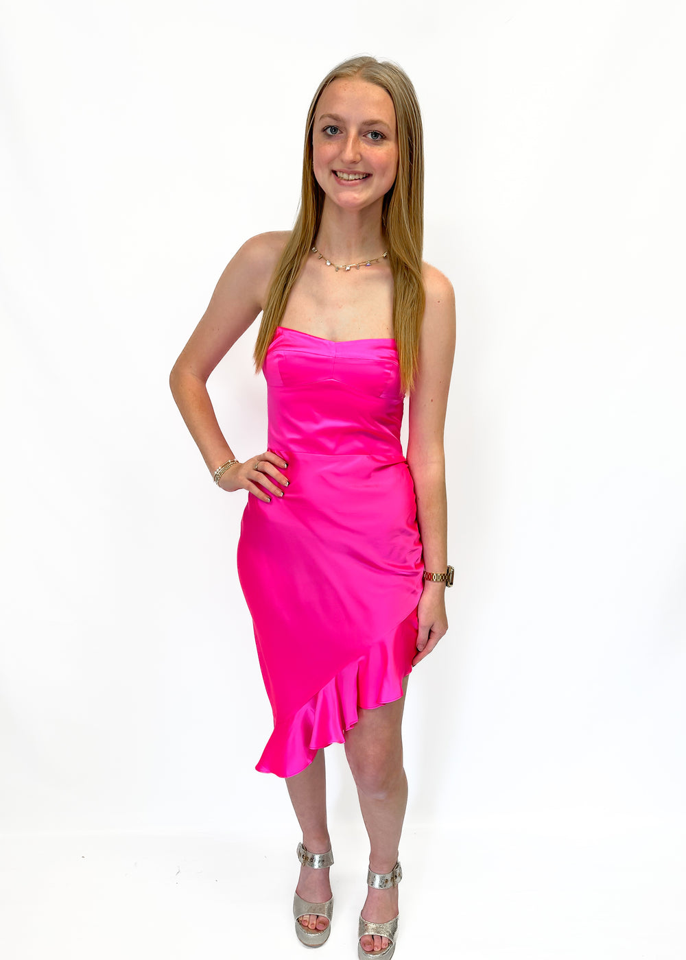 Amanda Uprichard Scarlett Silk Dress - Neon Pink - Gabrielle's Biloxi