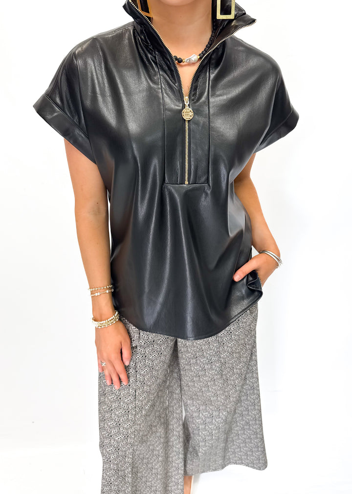 Emily McCarthy Poppy Pullover - Black Vegan Leather - Gabrielle's Biloxi