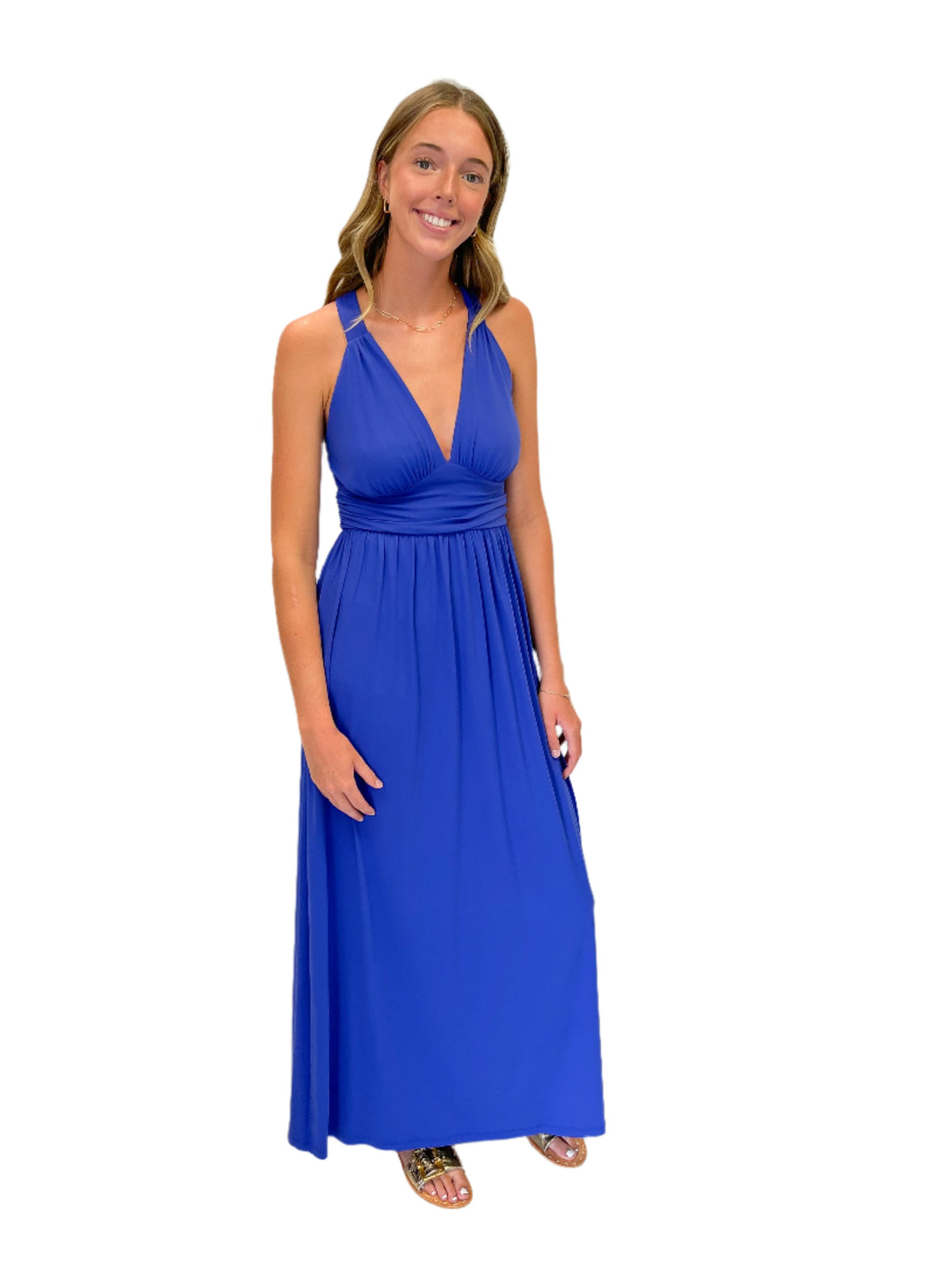 Susana Monaco Cross Back Gathered Dress 42" - Plum Wine - Gabrielle's Biloxi