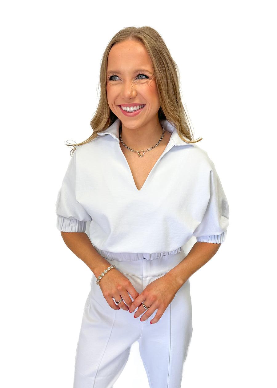 Emily McCarthy Poppy Crop - White Ponte - Gabrielle's Biloxi
