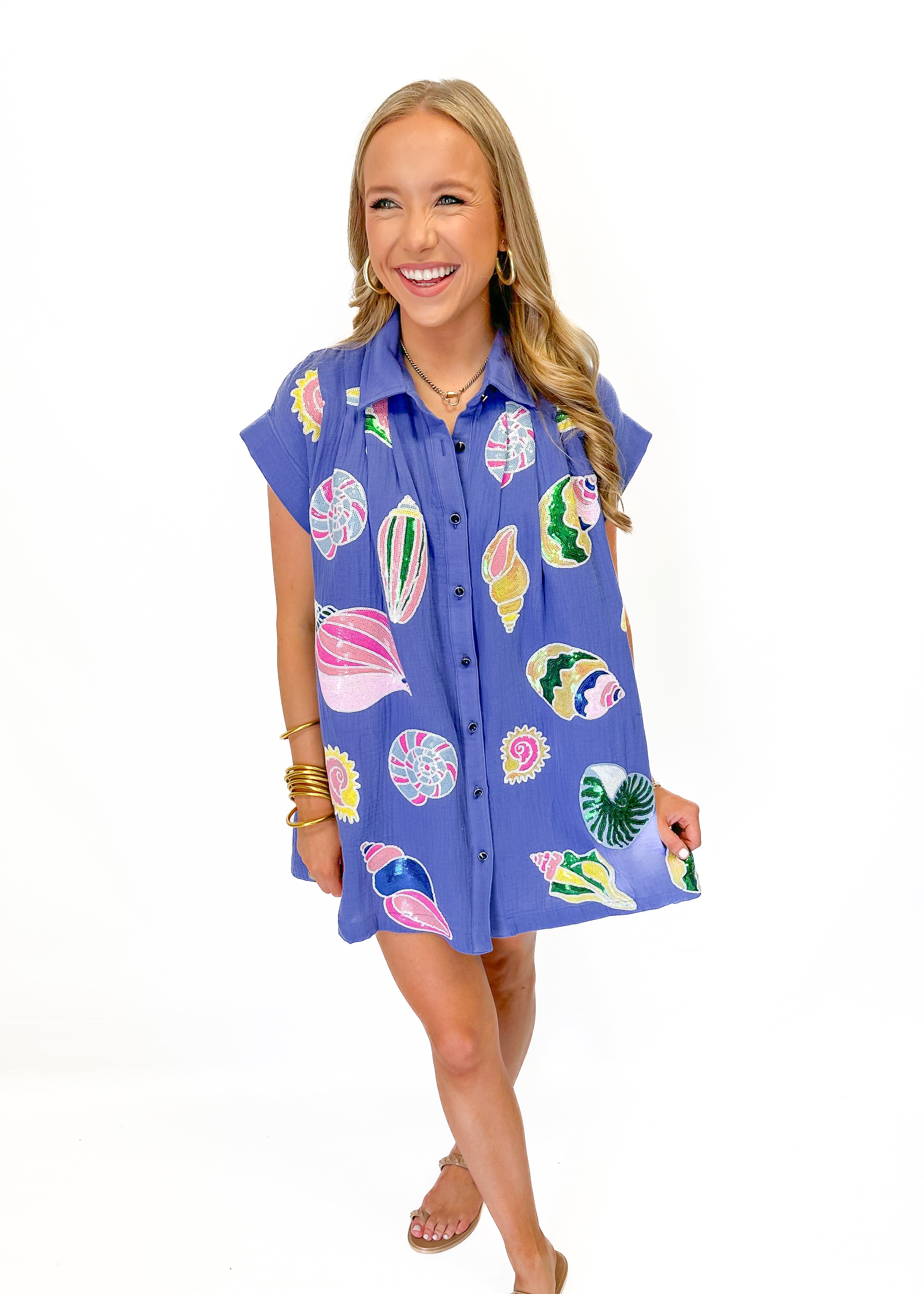 Queen of Sparkles Purple Gauze Colorblock Shell Dress - Gabrielle's Biloxi