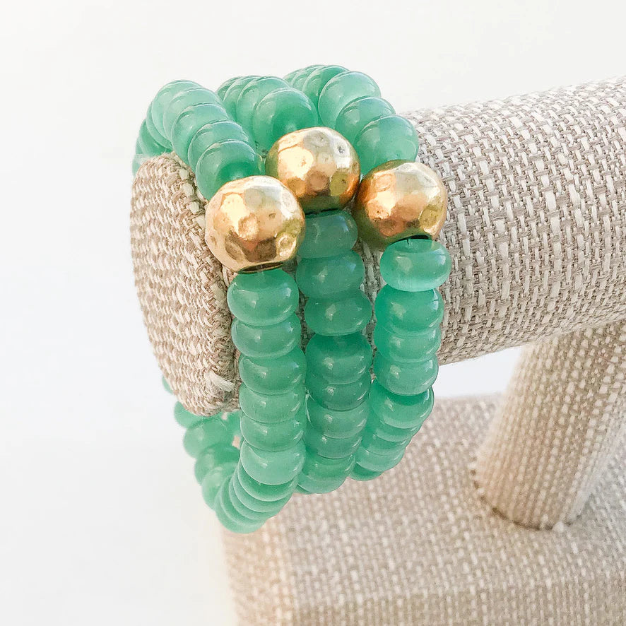 Virtue Rondelle Ball Bracelet - Green Cateye - Gabrielle's Biloxi