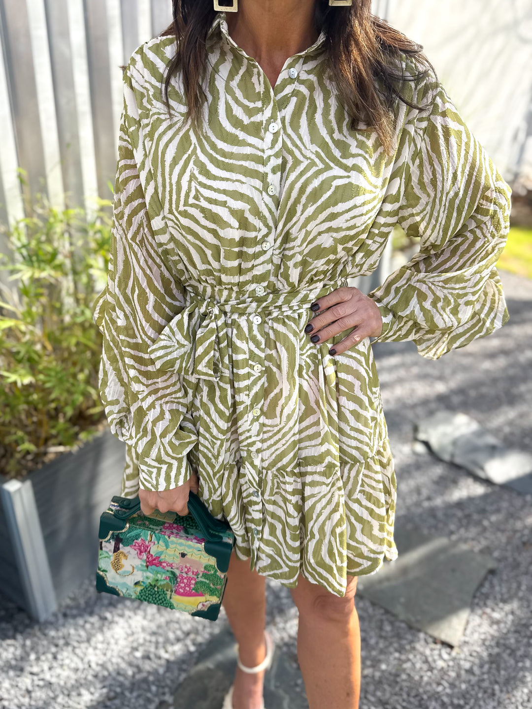 En Saison Skylar Mini Dress - Off White Chartreuse