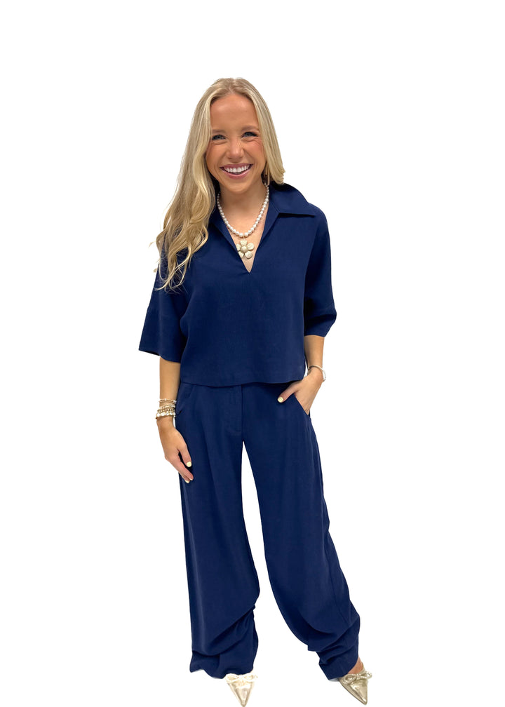 Amanda Uprichard Bryce Top - Navy - Gabrielle's Biloxi