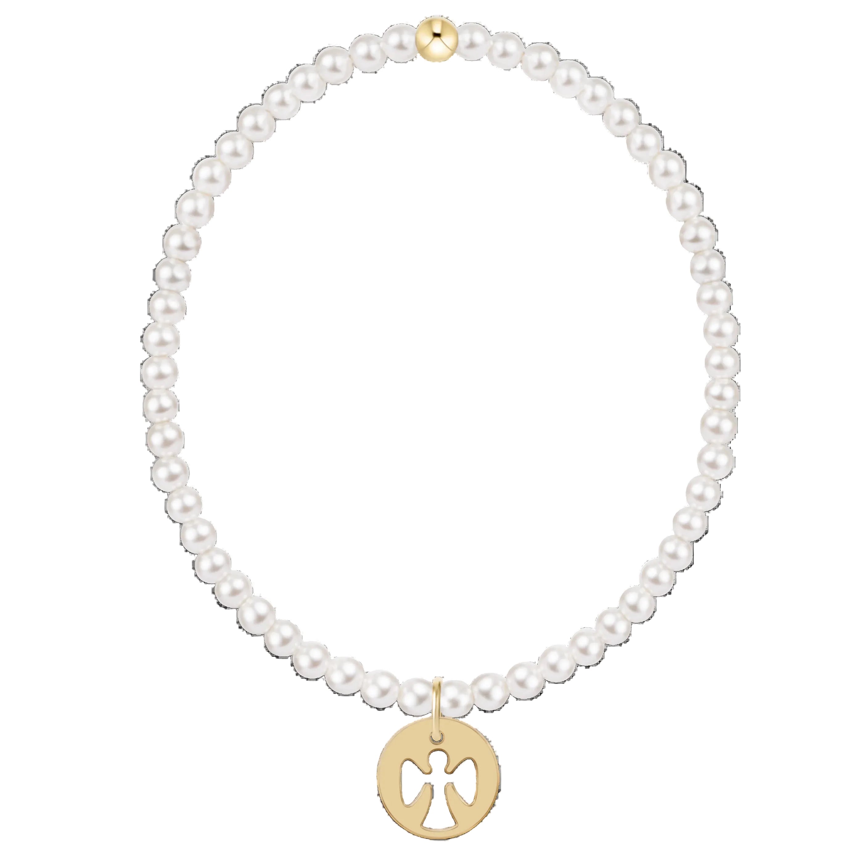 Enewton Classic Pearl 3mm Bracelet - Guardian Angel Gold Disc
