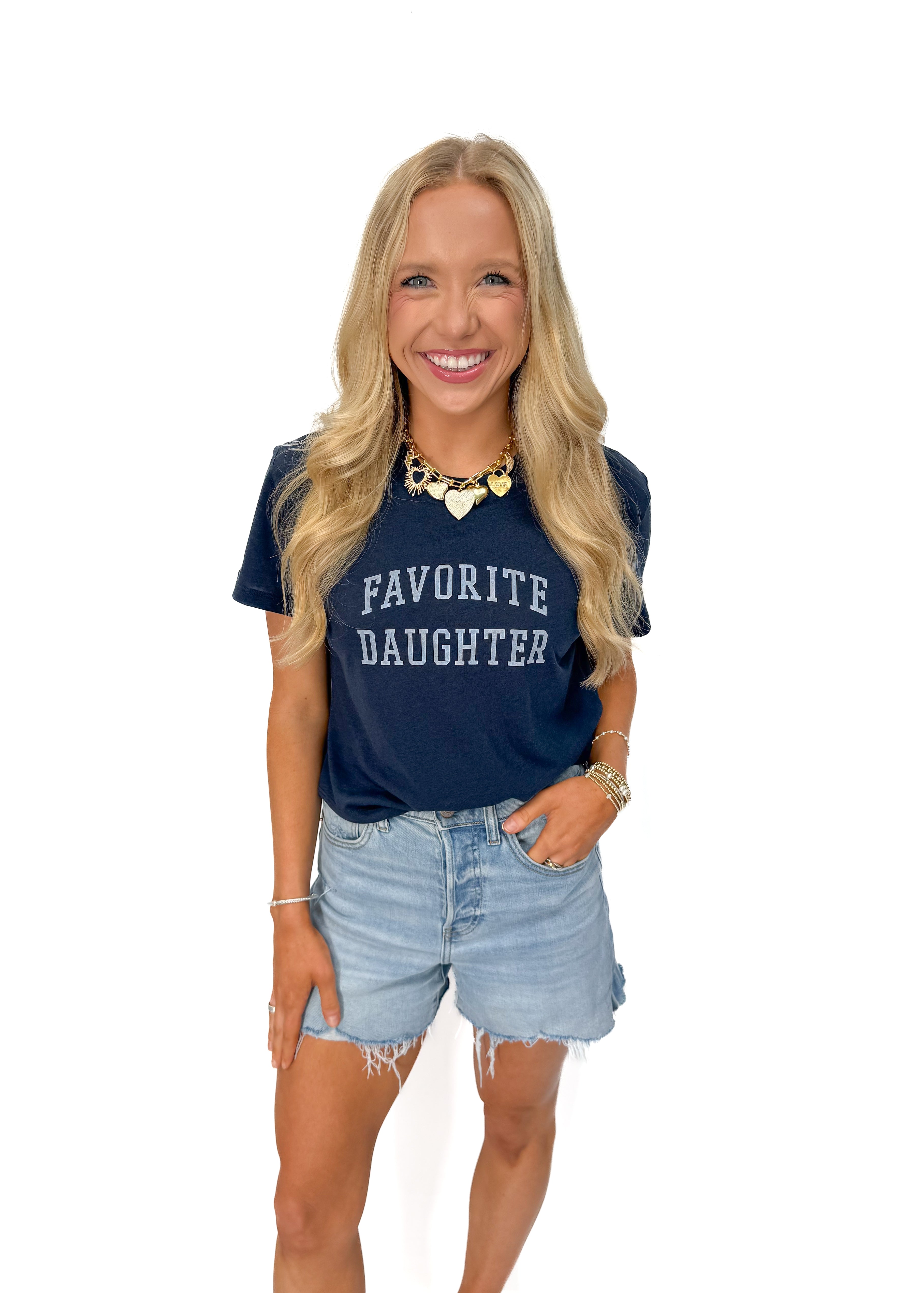 Favorite Daughter Cropped Collegiate Tee - Navy - Gabrielle's Biloxi