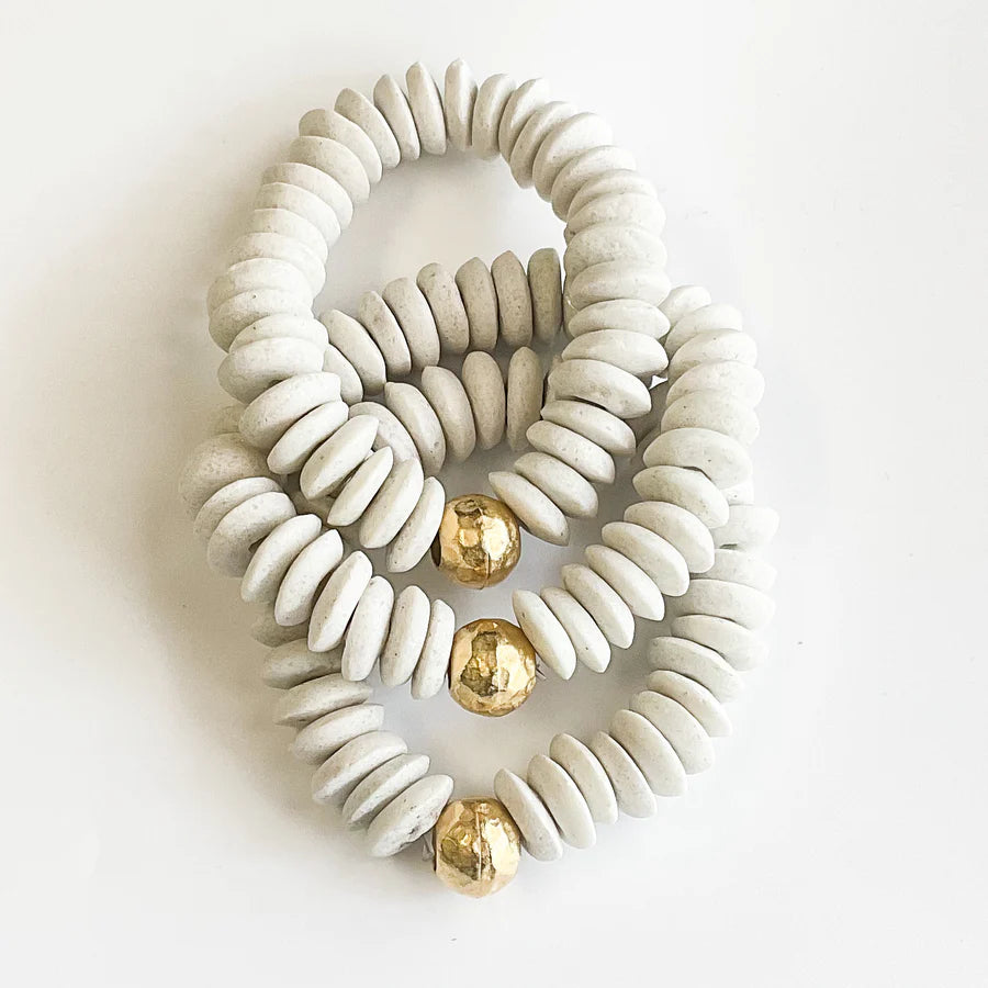 Clay Heishi Bracelets - White - Gabrielle's Biloxi