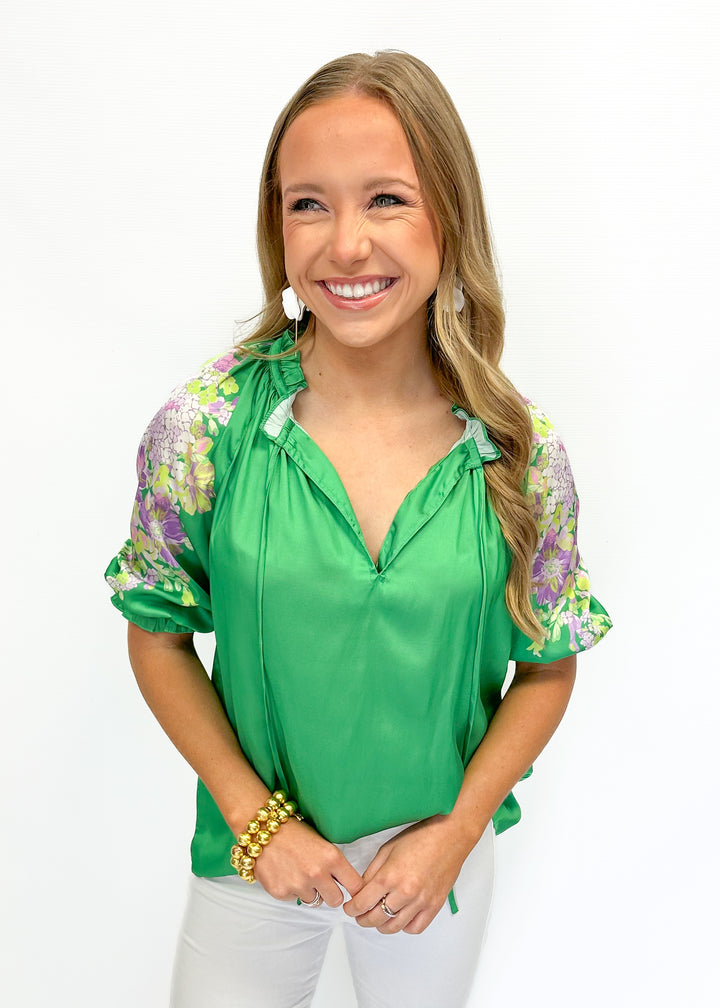 LBLOX Detailed Sleeve Top - Spring Green - Gabrielle's Biloxi