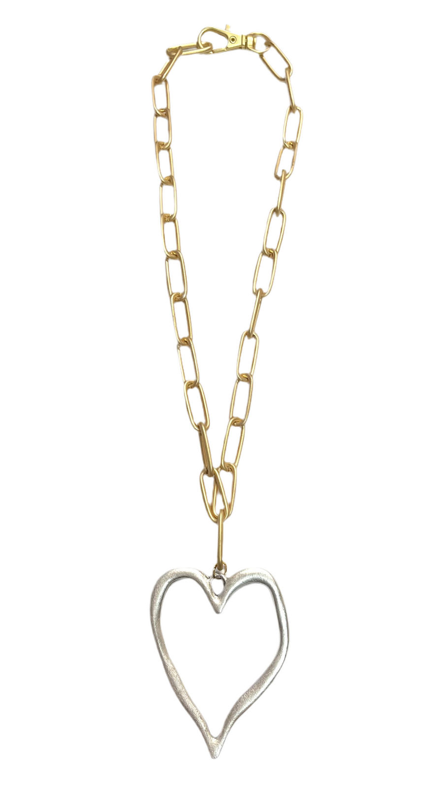 Paperclip with Heart Necklace - 18" - Silver Heart - Gabrielle's Biloxi