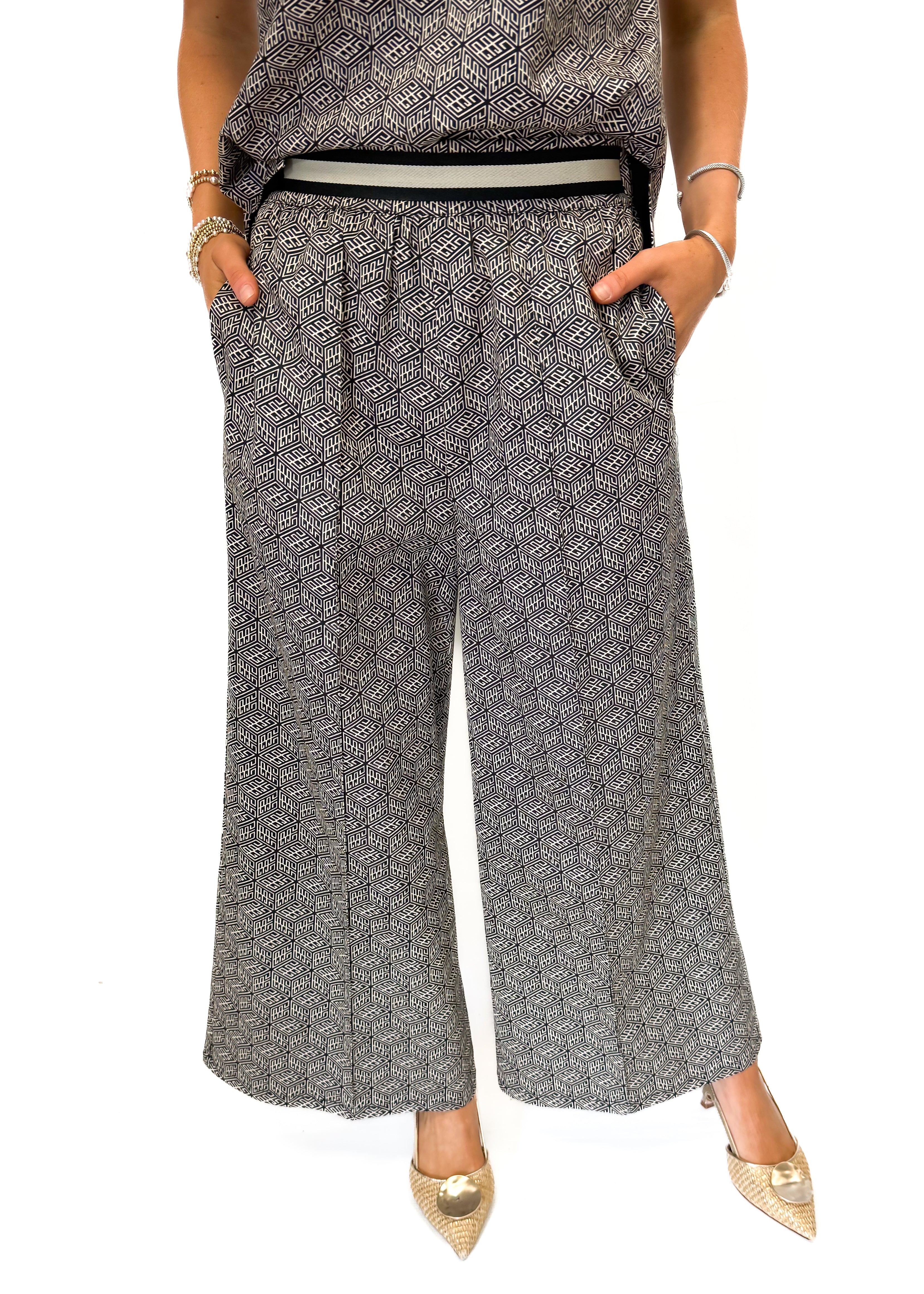 Emily McCarthy Teddy	Crop Trouser	- Black Tonal	Monogram - Gabrielle's Biloxi