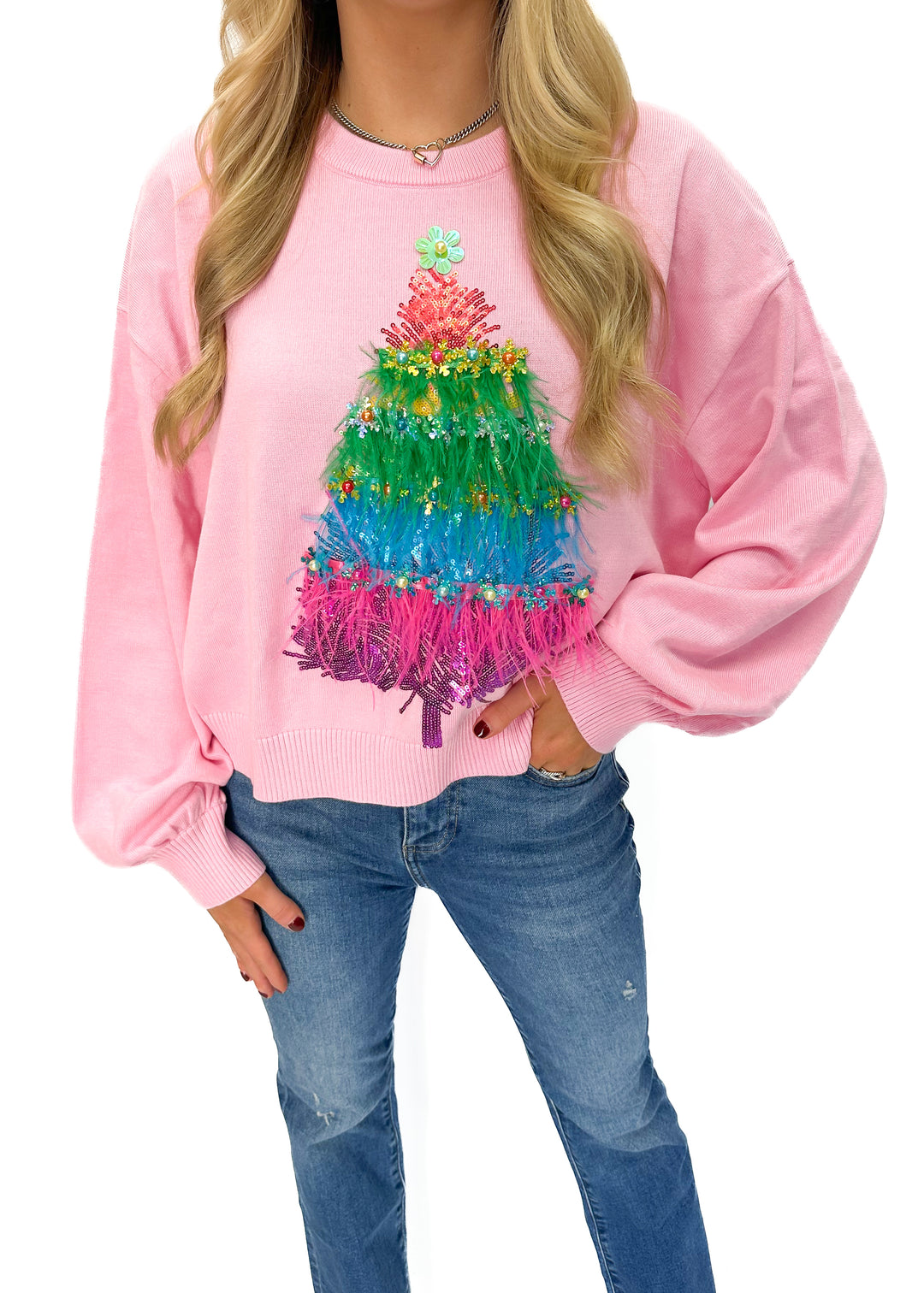 Queen of Sparkles Feather Tree Sweater - Gabrielle's Biloxi