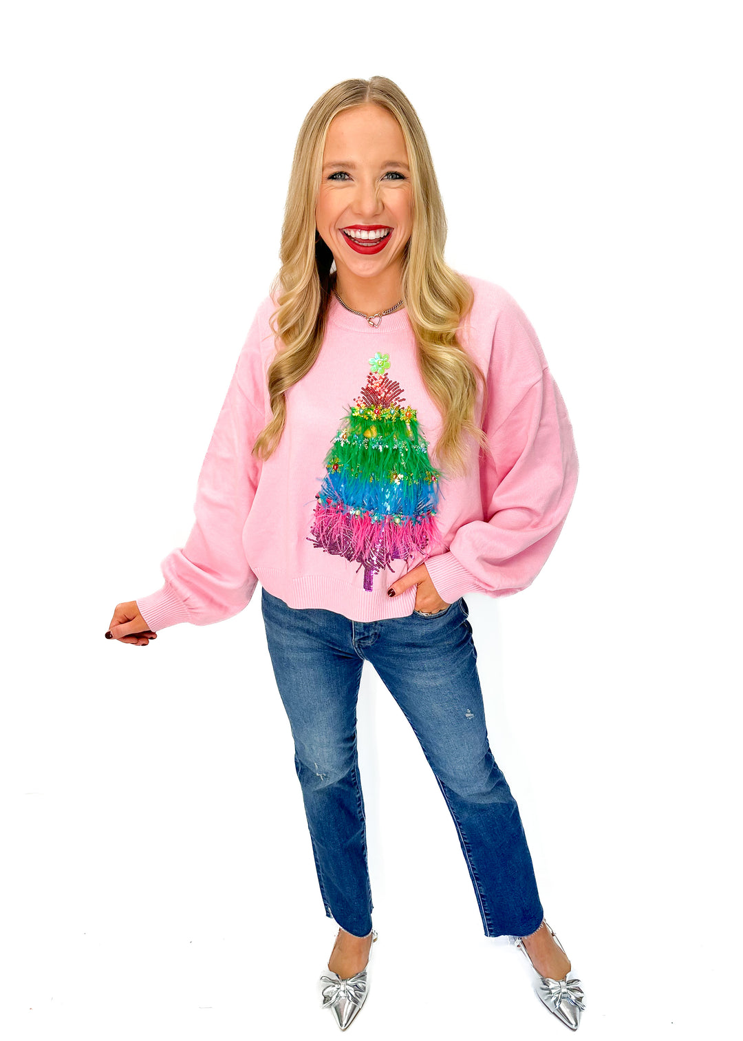 Queen of Sparkles Feather Tree Sweater - Gabrielle's Biloxi