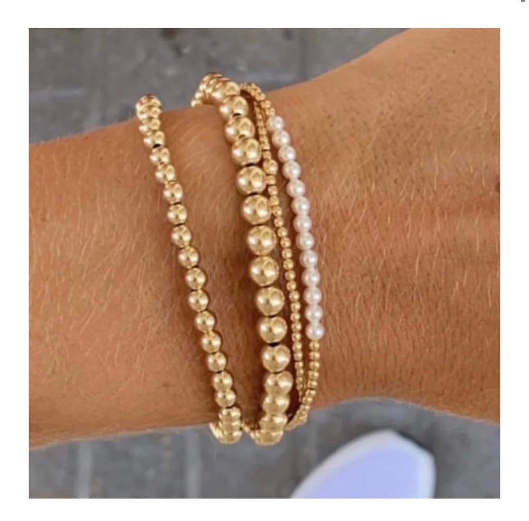 ENewton Gold Bliss 2mm Bead Bracelet - Pearl - Gabrielle's Biloxi