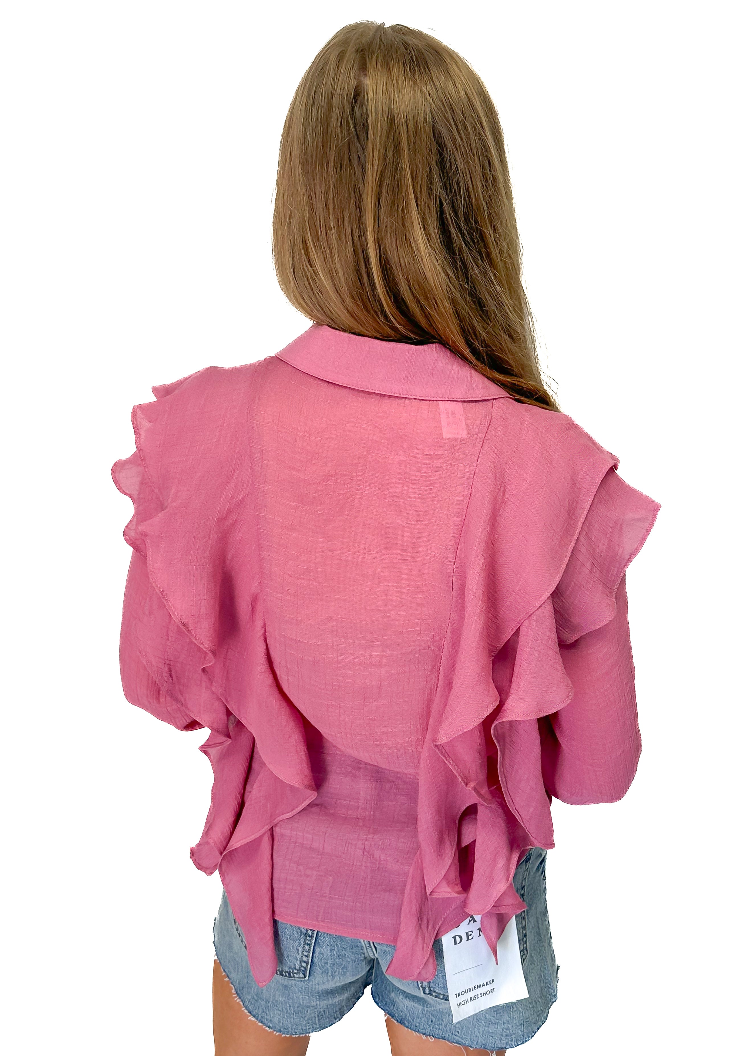 Bishop + Young Chantal Ruffle Long Sleeve Top - Rose - Gabrielle's Biloxi