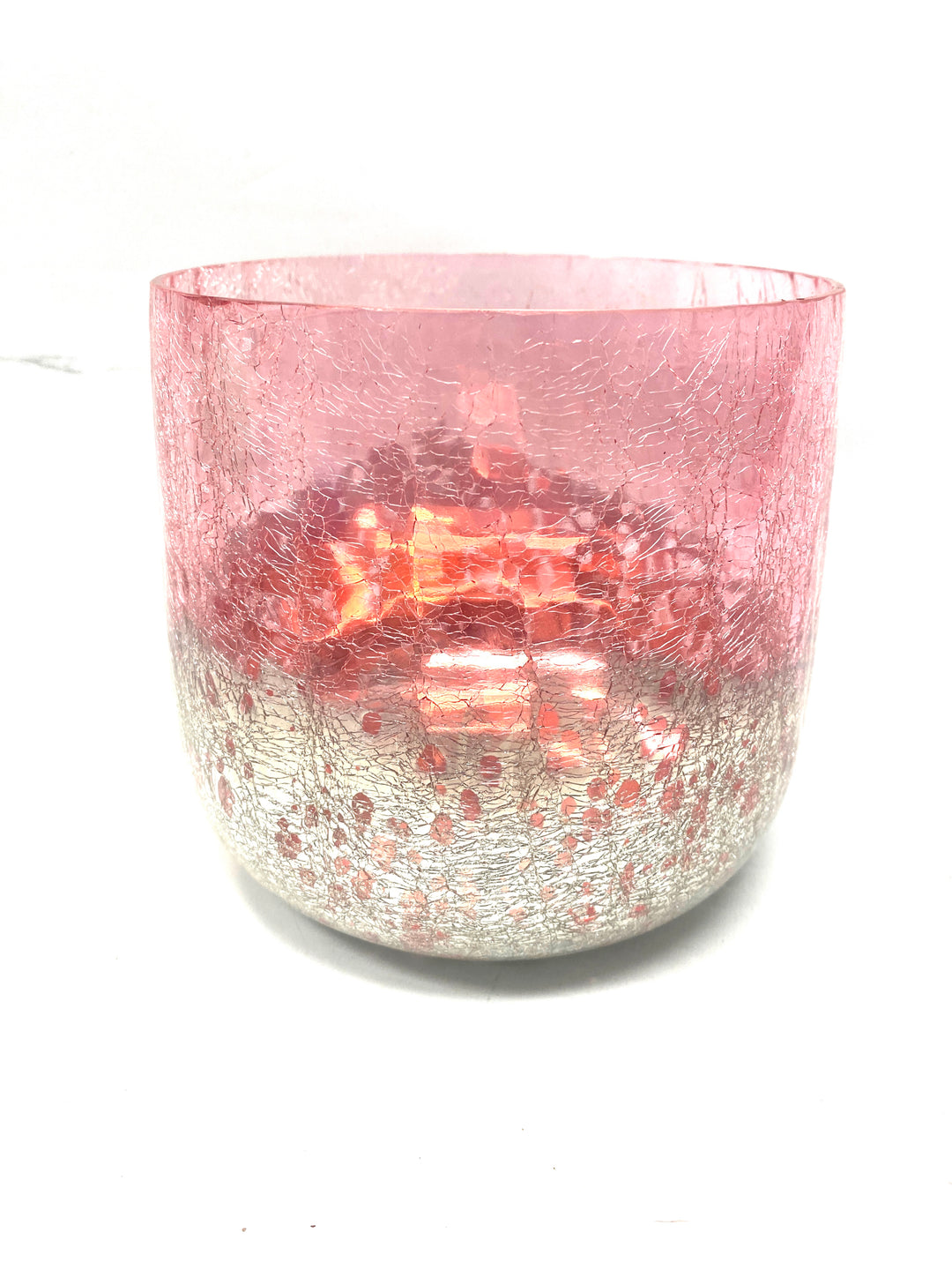 Glitterville Silver Crackle Candle Holder - Gabrielle's Biloxi