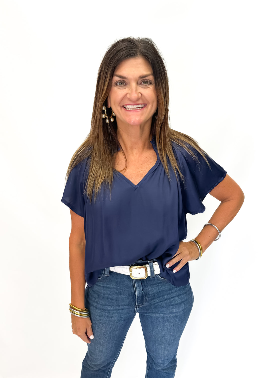 Sofia Brianna Top - Navy - Gabrielle's Biloxi