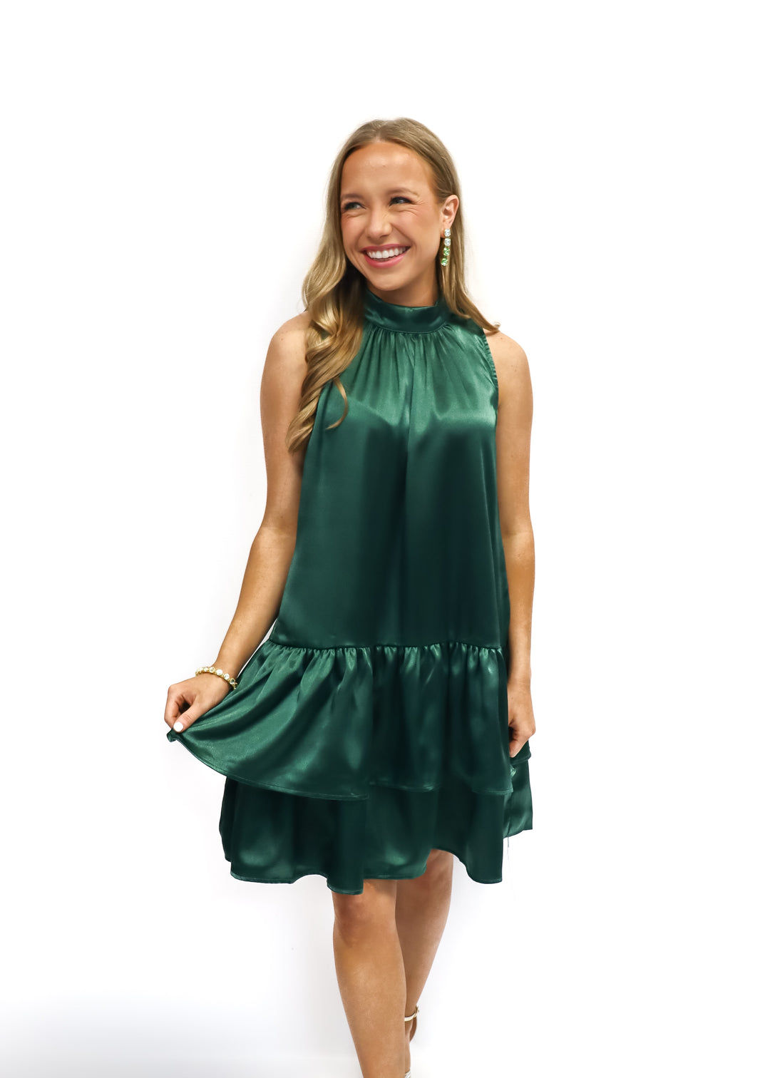 LBLOX High Neck with Tie Dress - Evergreen - Gabrielle's Biloxi