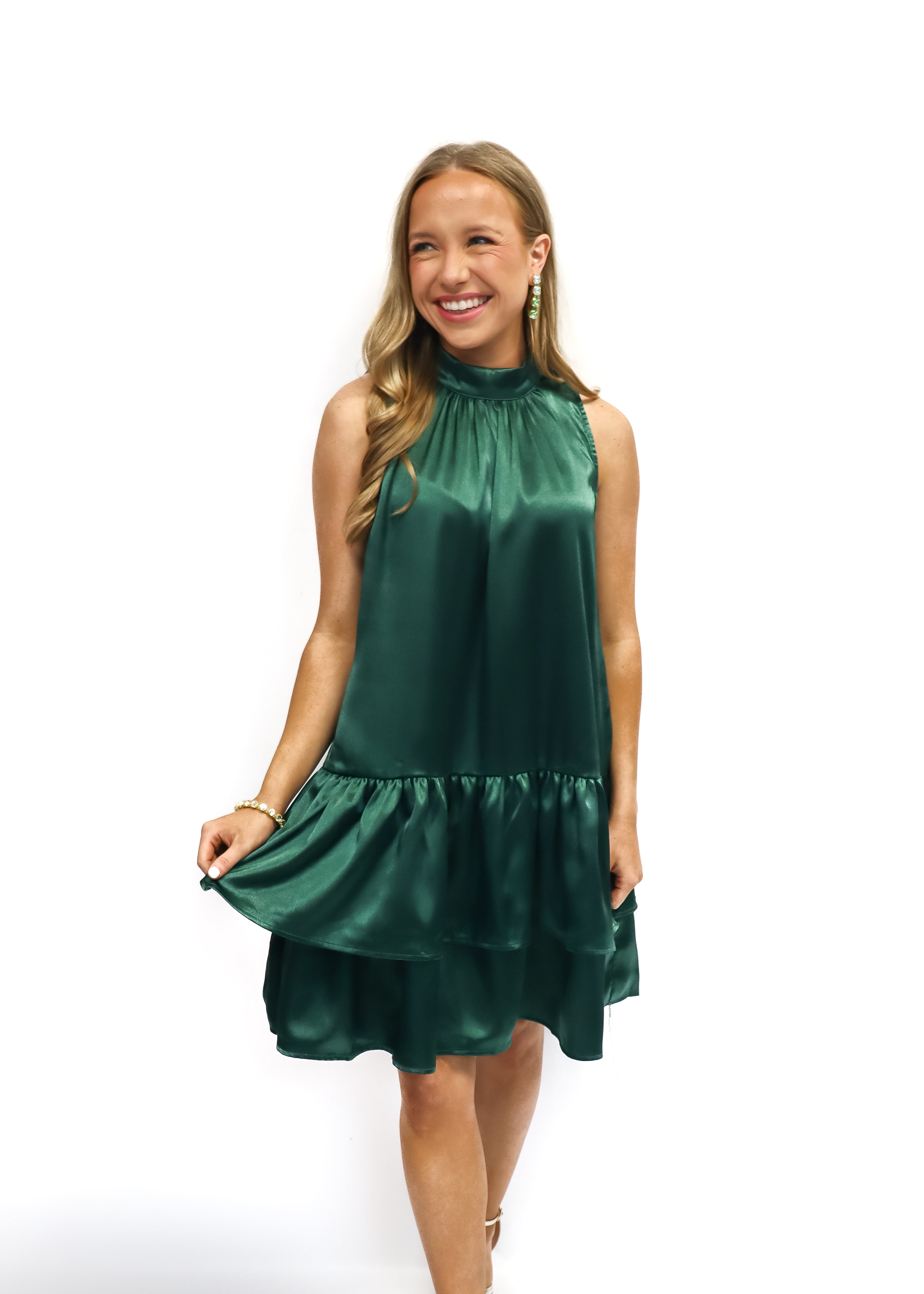 LBLOX High Neck with Tie Dress - Evergreen - Gabrielle's Biloxi