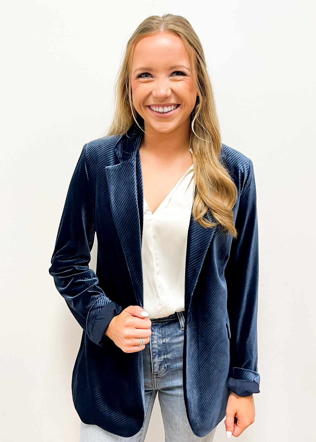 Molly Bracken Woven Jacket - Navy Blue - Gabrielle's Biloxi