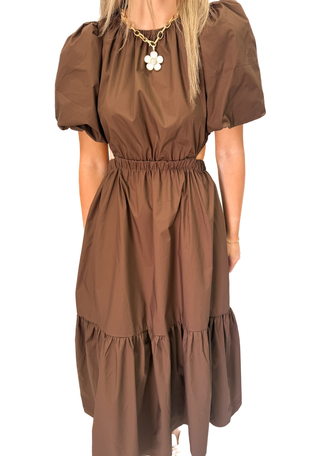 Meet me in Santorini Poplin Maxi Dress - Brown - Gabrielle's Biloxi