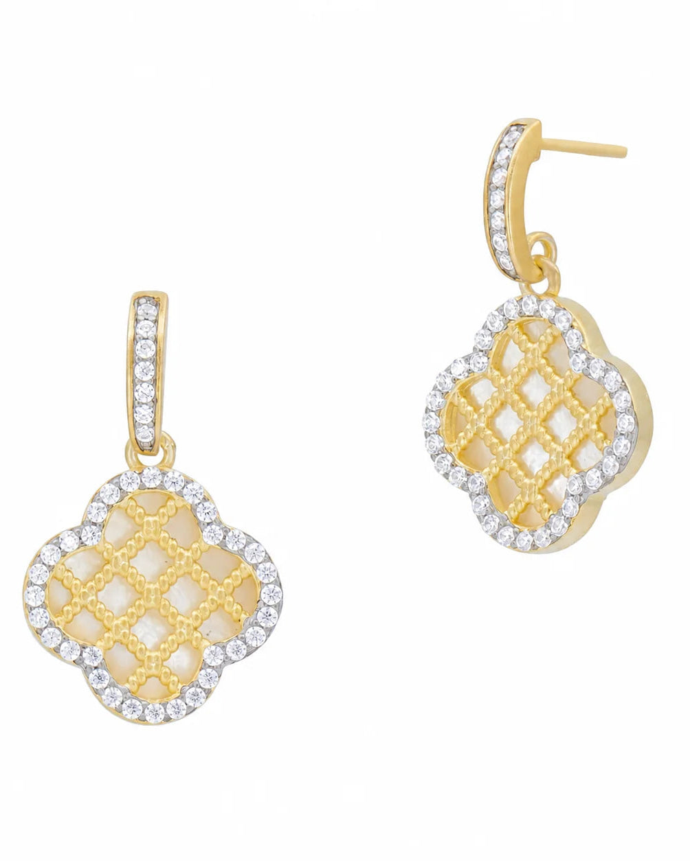 Freida Rothman Brooklyn Mosaic Criss Cross Clover Earrings - MOP - Gabrielle's Biloxi